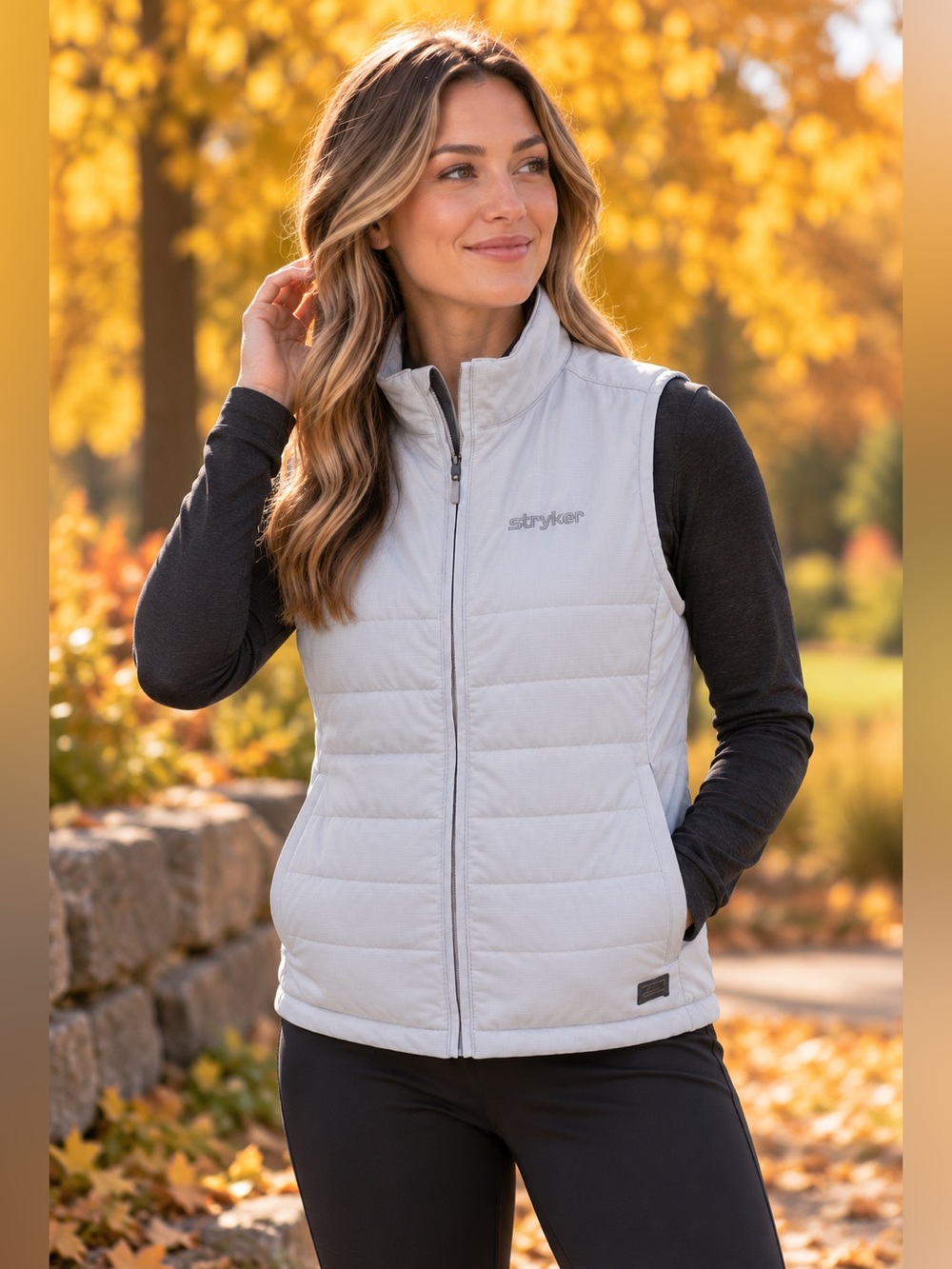 Travis Matthew Women’s Cold Bay Puffer Vest Microchip Gray Size M Company Logo